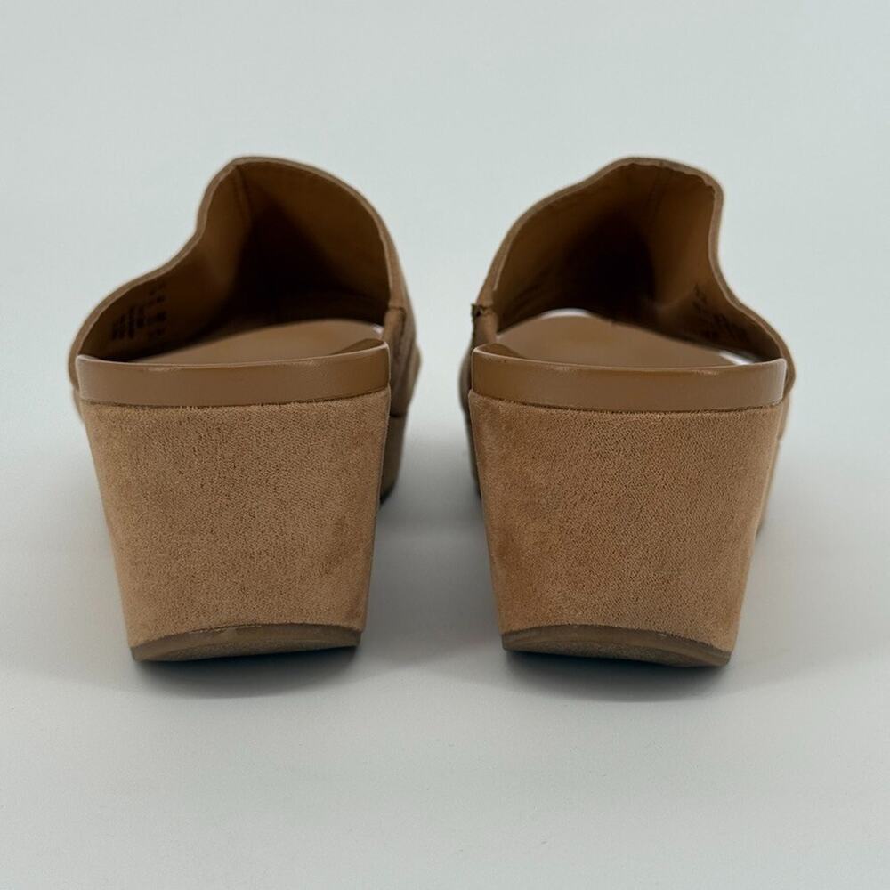 Carlos Santana Wedge Sandals Womens 7.5 Tan Suede Slide Platform Boho 70s Retro - Picture 5 of 7